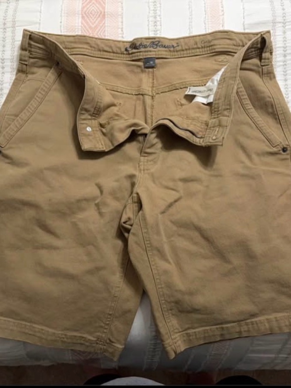 Eddie Bauer Men's Tan Flat-Front Chino Shorts